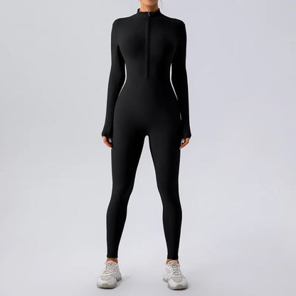 High Elastic Zipper Yoga Jumpsuit Women