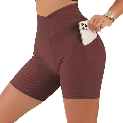 Sports Shorts Women High Waist Workout Seamless Fitness Yoga Shorts