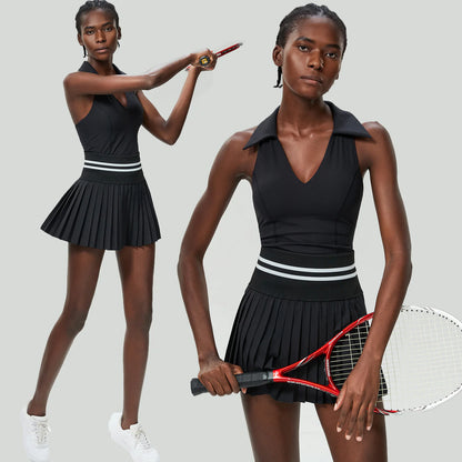 V-Collar High Waist Tennis Suit