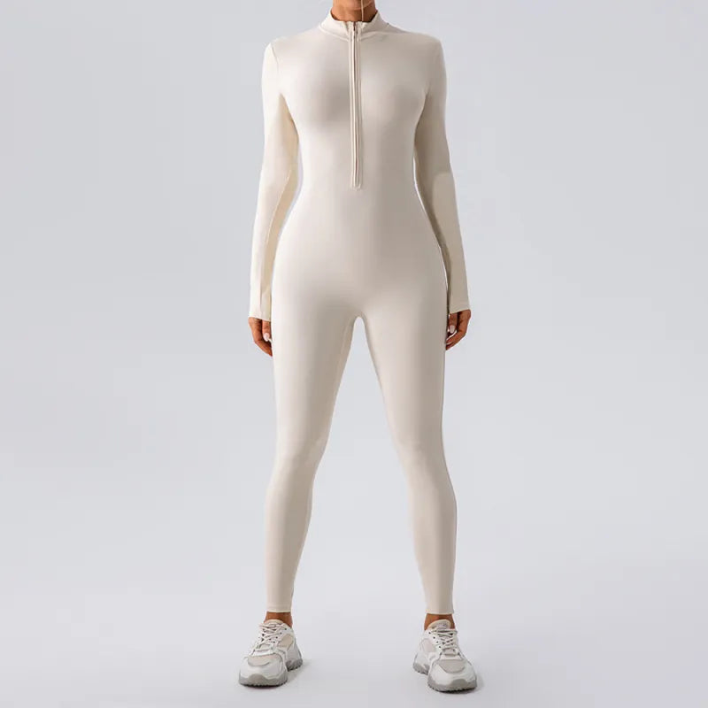 High Elastic Zipper Yoga Jumpsuit Women