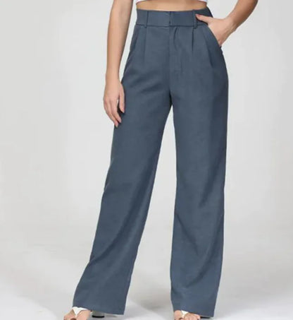 High Waist Straight Trousers