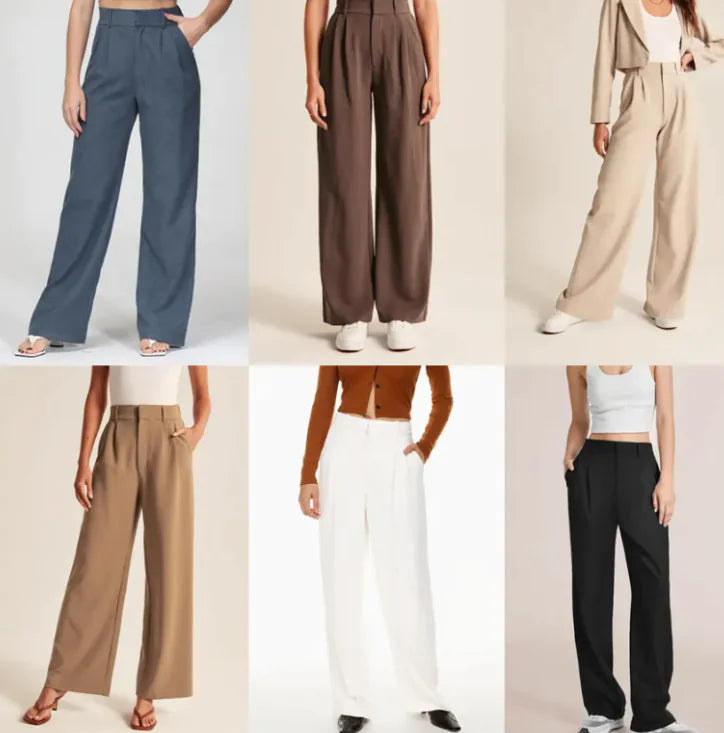 High Waist Straight Trousers