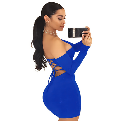 Strapless long sleeve backless night dress