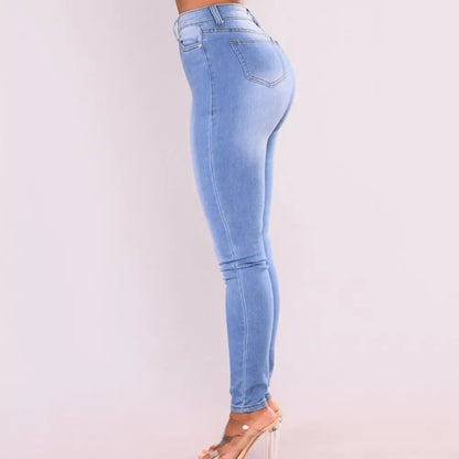 Stylish European and American Style Cotton Denim Jeans with High Waist Elasticity Black Jeans Pants Slouchy Jeans