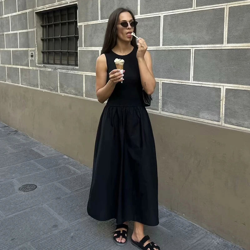 TRAF Dresses Summer Women's 2024 New Chic Slim Simple Elegant Holiday Dress Street Women's Comfortable Youth Dress