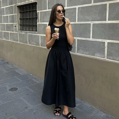 TRAF Dresses Summer Women's 2024 New Chic Slim Simple Elegant Holiday Dress Street Women's Comfortable Youth Dress