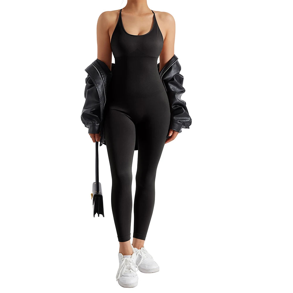 Bodycon Jumpsuit Women Full Seasons Casual Fitness Sporty Playsuit Sleeveless Slim Activewear All In One Jumpsuit Clothing Lady