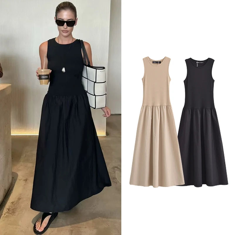 TRAF Dresses Summer Women's 2024 New Chic Slim Simple Elegant Holiday Dress Street Women's Comfortable Youth Dress