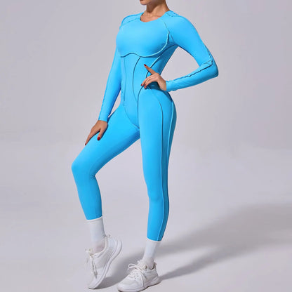 New Autumn/Winter Women's One-piece Yoga Jumpsuit leggings Long-sleeved Sexy Backless Slim Fit Sports Outfit