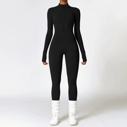 Zipper Yoga Rompers Long Sleeved One-piece Women's Sportswear Gym Jumpsuits Workout High-intensity Fitness Skin-tight Garment