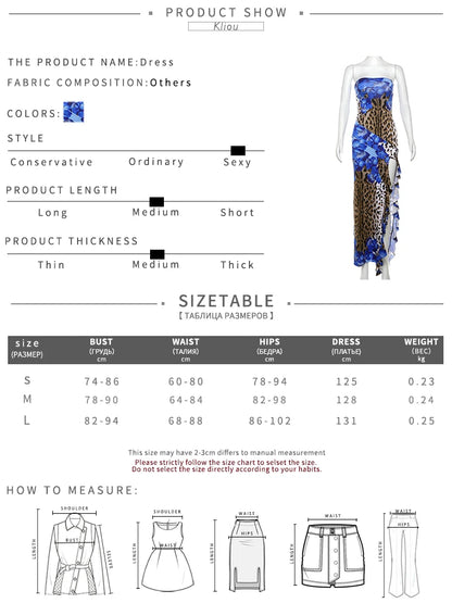 kliou Irregular Women Dresses Sexy Party Midnight Style Halter Lace Up Trend Printed Ruffle Vestidos Mujer Clubwear Y2K Bodycon