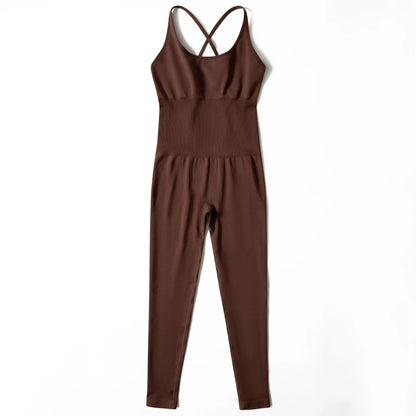 Bodycon Jumpsuit Women Full Seasons Casual Fitness Sporty Playsuit Sleeveless Slim Activewear All In One Jumpsuit Clothing Lady