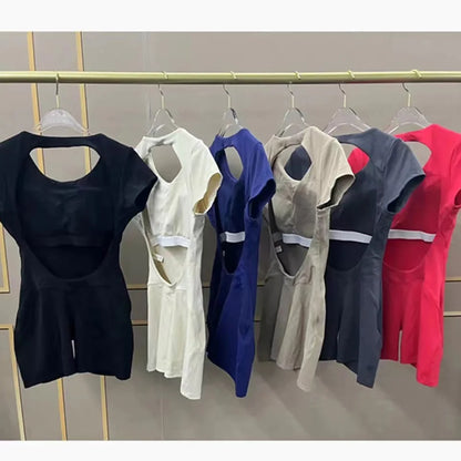 New Yoga Jumpsuit OPEN BACK TEE BODYSUIT Tight Fitting Hip Lifting Exercise Fitness Clothing Breathable Cycling Jersey