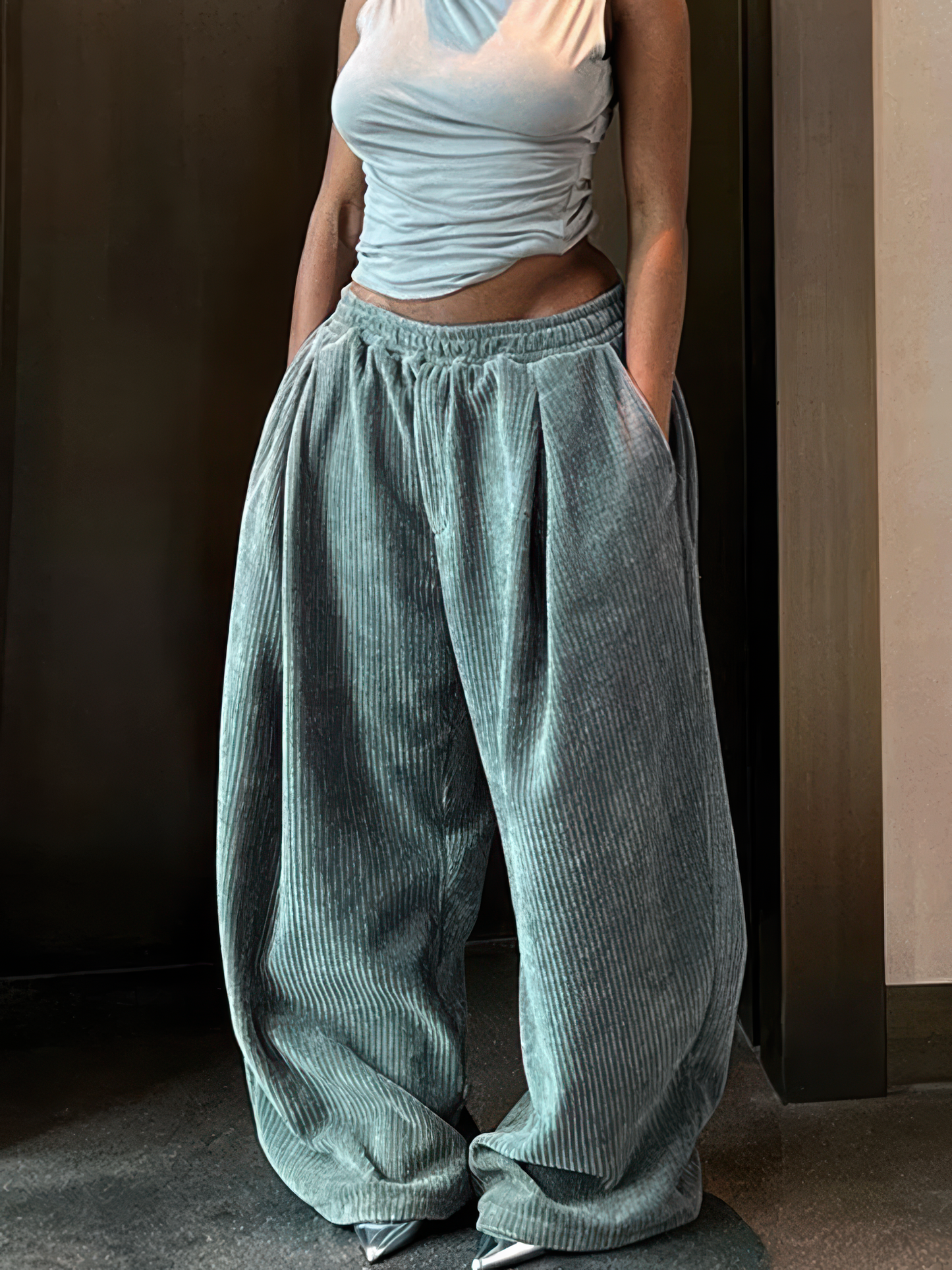 Corduroy Wide-Leg Pants