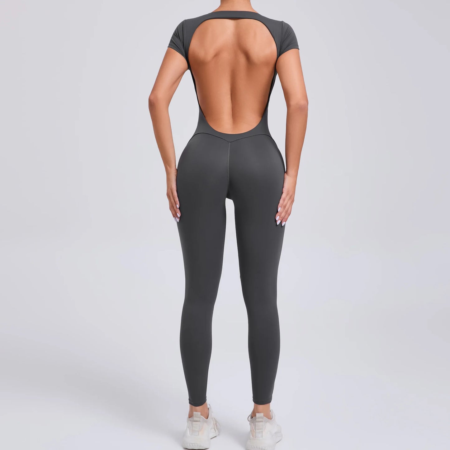 New Yoga Jumpsuit OPEN BACK TEE BODYSUIT Tight Fitting Hip Lifting Exercise Fitness Clothing Breathable Cycling Jersey