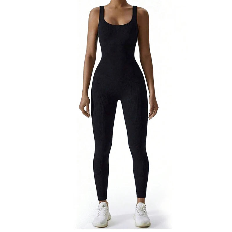 1pc Women's Seamless Solid Color High Elasticity Running, Training, Yoga Jumpsuit