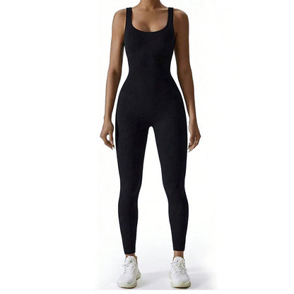 1pc Women's Seamless Solid Color High Elasticity Running, Training, Yoga Jumpsuit