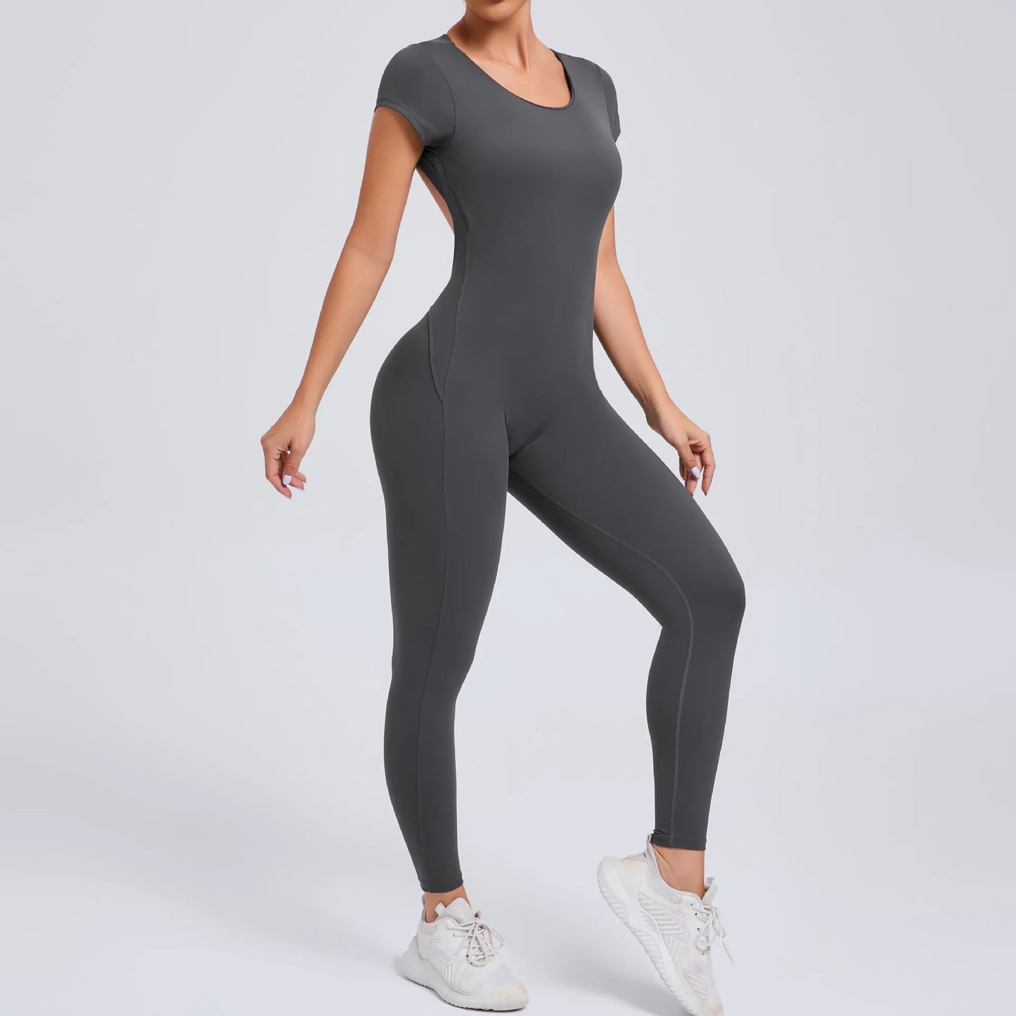 New Yoga Jumpsuit OPEN BACK TEE BODYSUIT Tight Fitting Hip Lifting Exercise Fitness Clothing Breathable Cycling Jersey