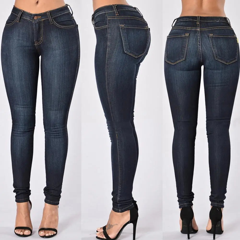 Stylish European and American Style Cotton Denim Jeans with High Waist Elasticity Black Jeans Pants Slouchy Jeans