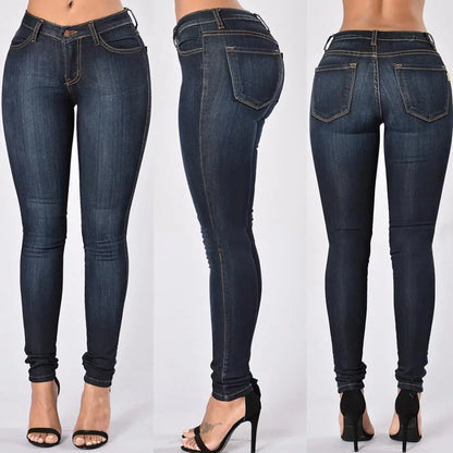 Stylish European and American Style Cotton Denim Jeans with High Waist Elasticity Black Jeans Pants Slouchy Jeans