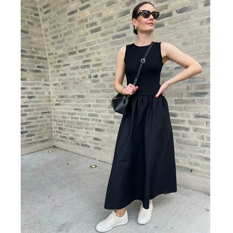 TRAF Dresses Summer Women's 2024 New Chic Slim Simple Elegant Holiday Dress Street Women's Comfortable Youth Dress