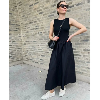 TRAF Dresses Summer Women's 2024 New Chic Slim Simple Elegant Holiday Dress Street Women's Comfortable Youth Dress