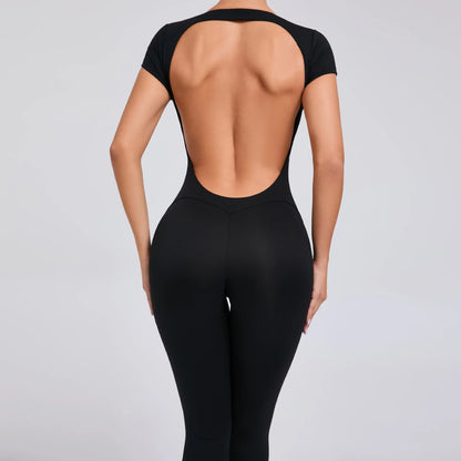 New Yoga Jumpsuit OPEN BACK TEE BODYSUIT Tight Fitting Hip Lifting Exercise Fitness Clothing Breathable Cycling Jersey