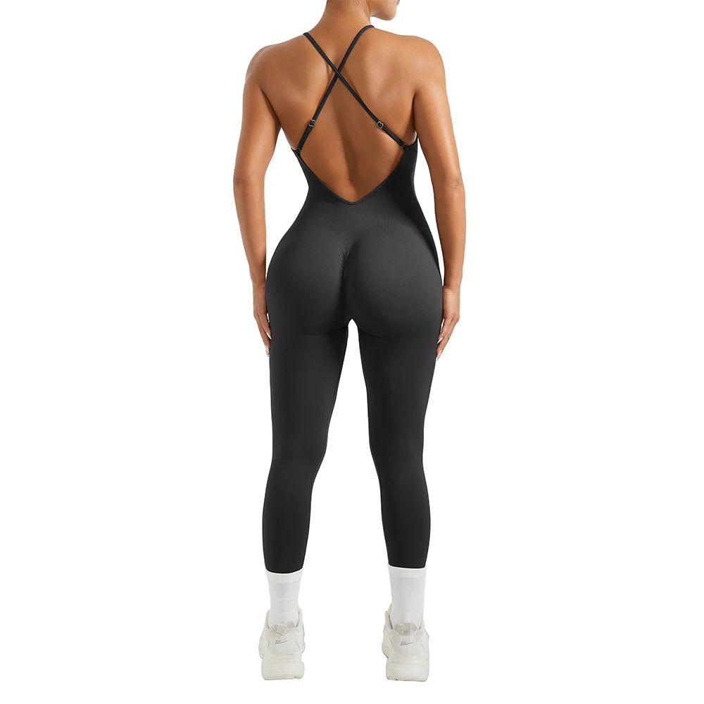 Bodycon Jumpsuit Women Full Seasons Casual Fitness Sporty Playsuit Sleeveless Slim Activewear All In One Jumpsuit Clothing Lady