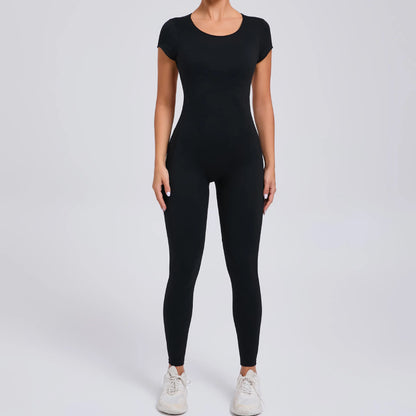 New Yoga Jumpsuit OPEN BACK TEE BODYSUIT Tight Fitting Hip Lifting Exercise Fitness Clothing Breathable Cycling Jersey