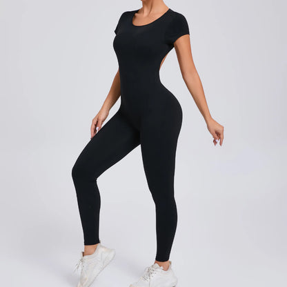 New Yoga Jumpsuit OPEN BACK TEE BODYSUIT Tight Fitting Hip Lifting Exercise Fitness Clothing Breathable Cycling Jersey