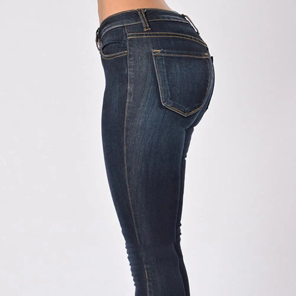 Stylish European and American Style Cotton Denim Jeans with High Waist Elasticity Black Jeans Pants Slouchy Jeans