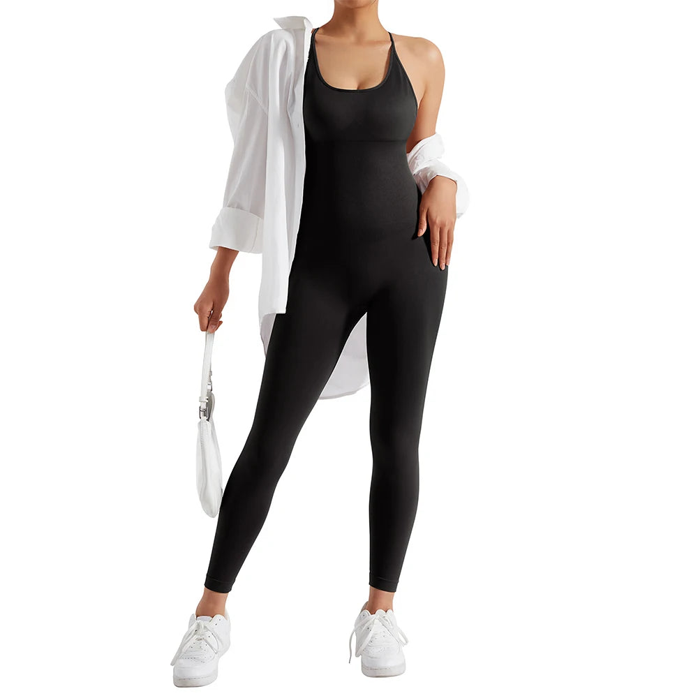 Bodycon Jumpsuit Women Full Seasons Casual Fitness Sporty Playsuit Sleeveless Slim Activewear All In One Jumpsuit Clothing Lady