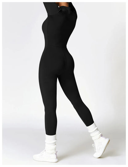 Zipper Yoga Rompers Long Sleeved One-piece Women's Sportswear Gym Jumpsuits Workout High-intensity Fitness Skin-tight Garment