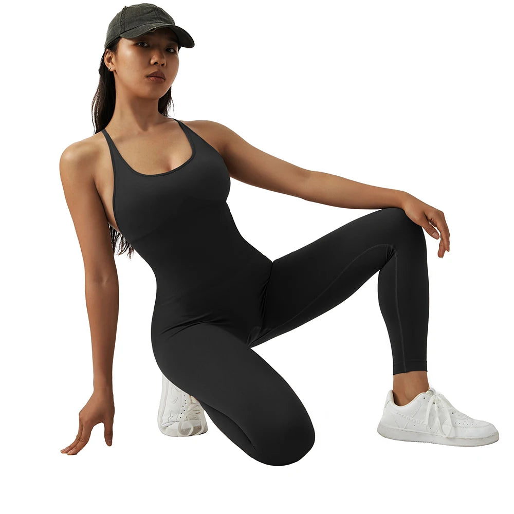 Bodycon Jumpsuit Women Full Seasons Casual Fitness Sporty Playsuit Sleeveless Slim Activewear All In One Jumpsuit Clothing Lady