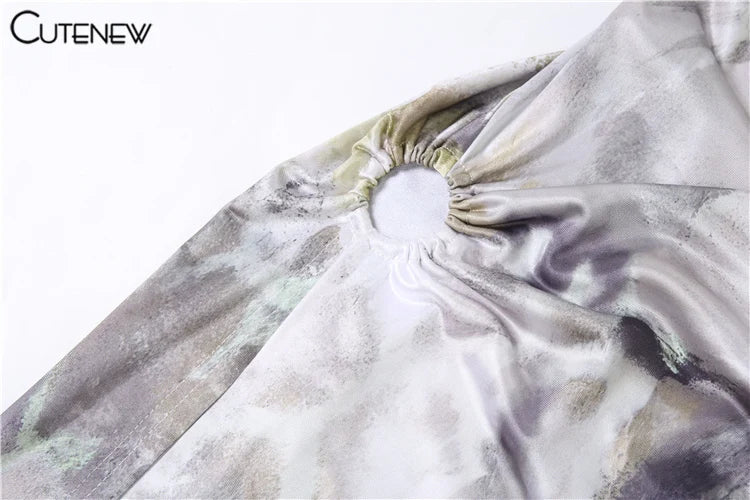 Cutenew Backless Women Dress Tie Dye Aesthetic Fashion Swinging Neck Cross Strap High Side Split Long Bodycon Elegant New Robe