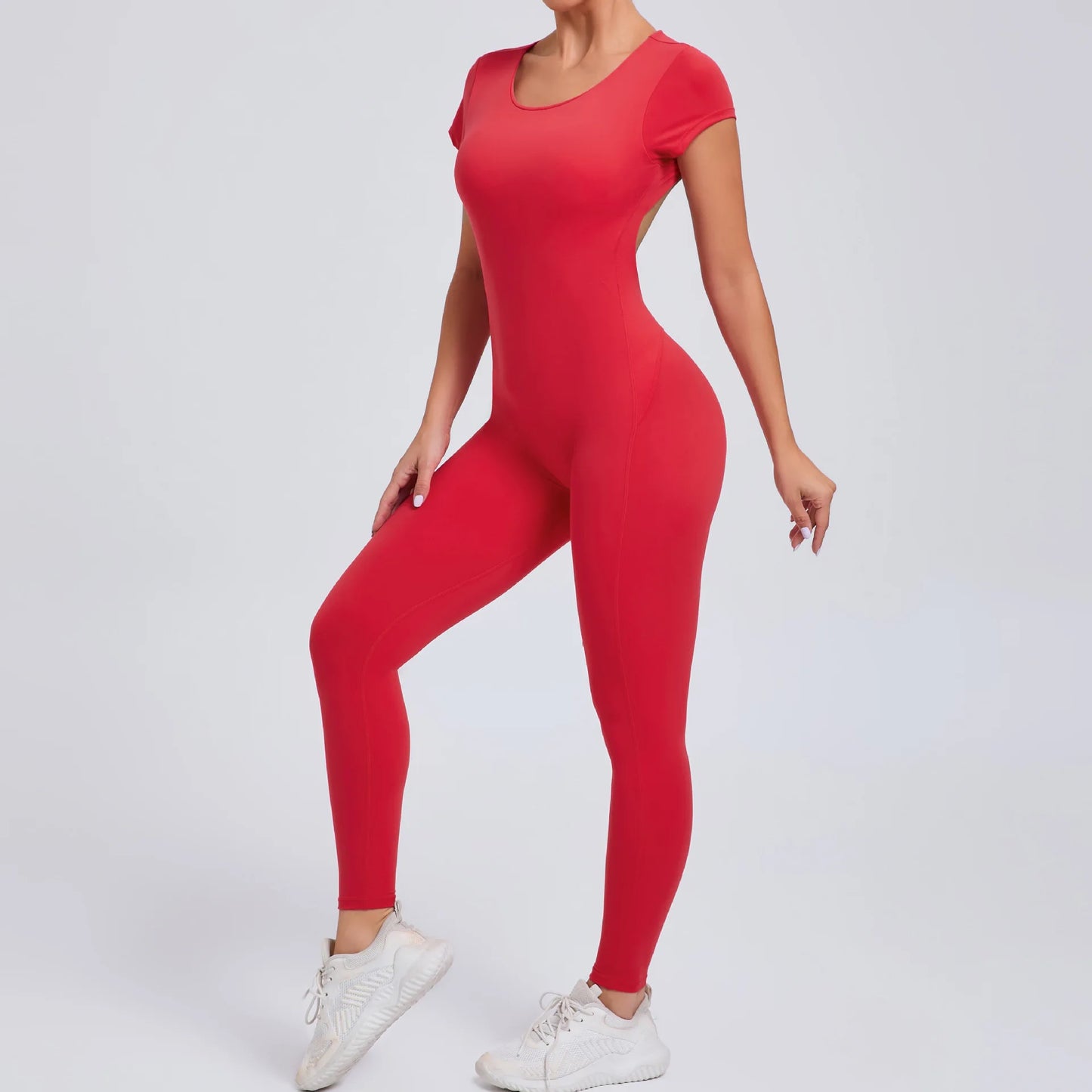 New Yoga Jumpsuit OPEN BACK TEE BODYSUIT Tight Fitting Hip Lifting Exercise Fitness Clothing Breathable Cycling Jersey