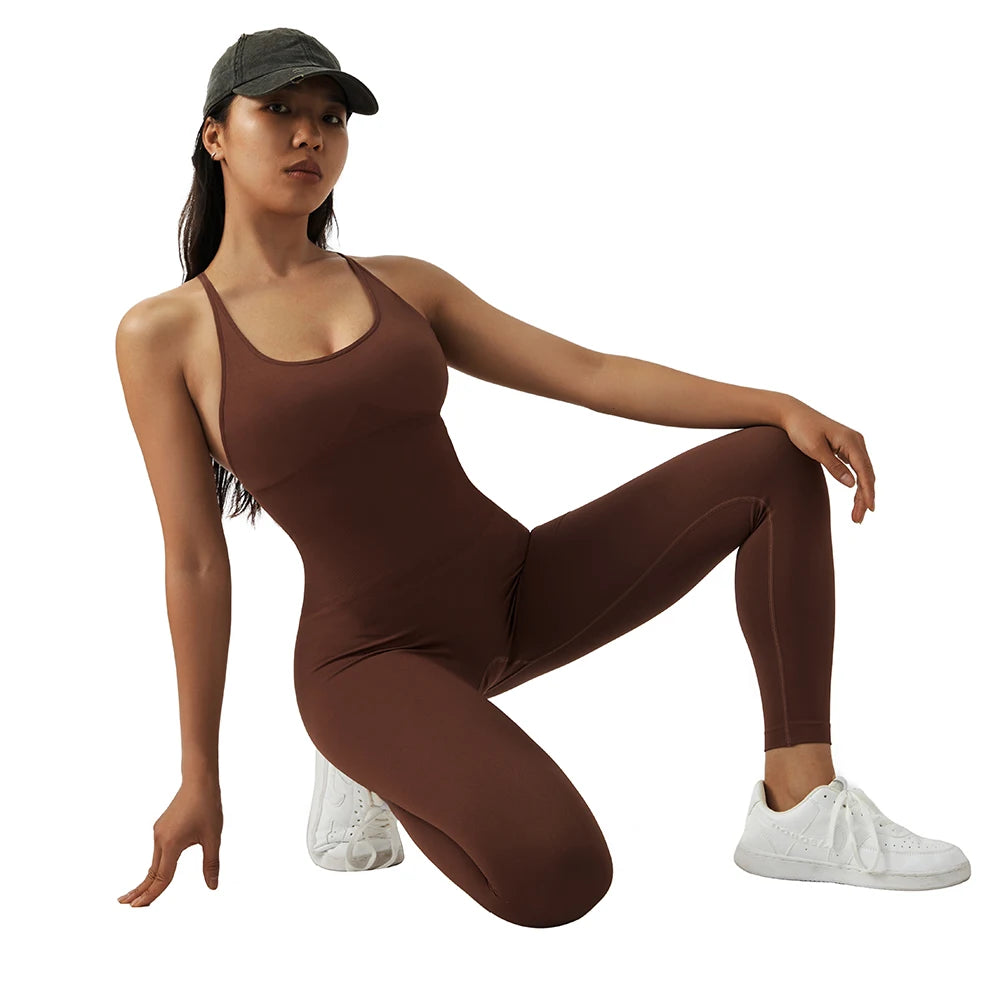 Bodycon Jumpsuit Women Full Seasons Casual Fitness Sporty Playsuit Sleeveless Slim Activewear All In One Jumpsuit Clothing Lady