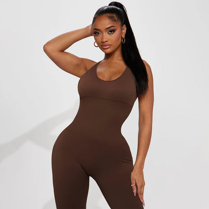 Bodycon Jumpsuit Women Full Seasons Casual Fitness Sporty Playsuit Sleeveless Slim Activewear All In One Jumpsuit Clothing Lady