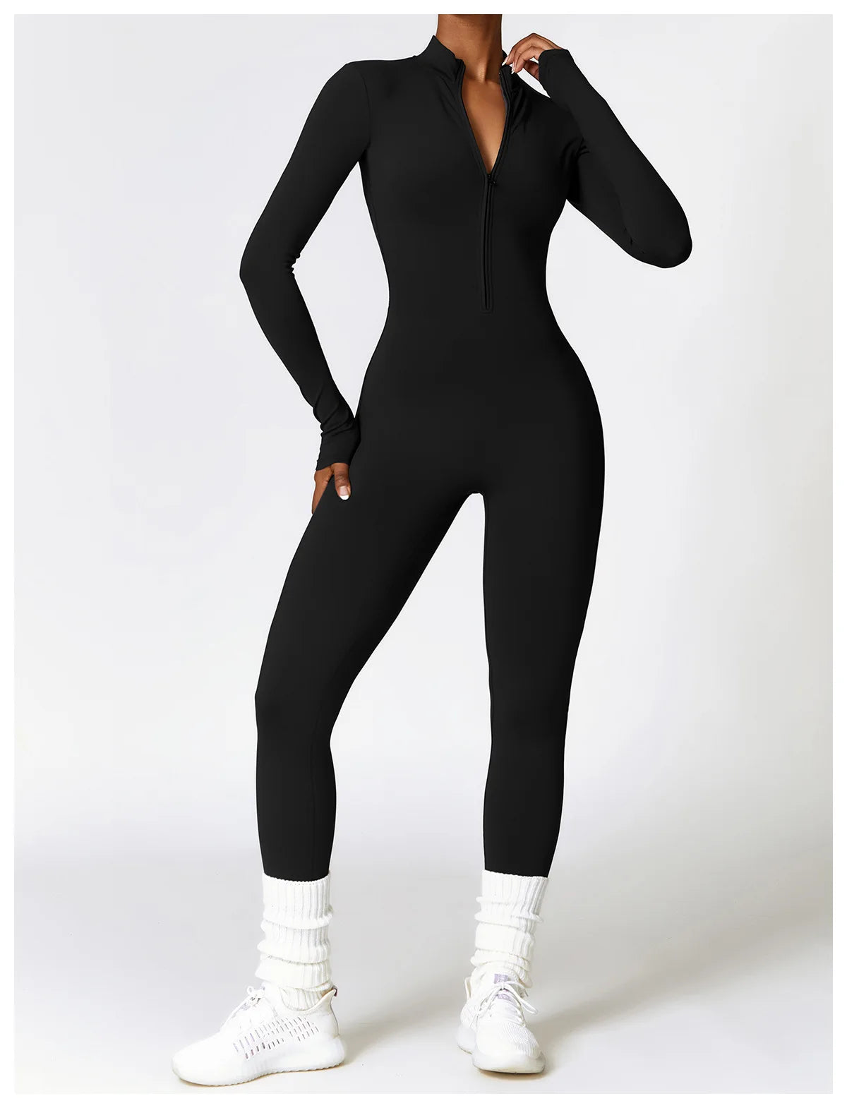 Zipper Yoga Rompers Long Sleeved One-piece Women's Sportswear Gym Jumpsuits Workout High-intensity Fitness Skin-tight Garment