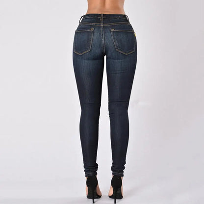 Stylish European and American Style Cotton Denim Jeans with High Waist Elasticity Black Jeans Pants Slouchy Jeans