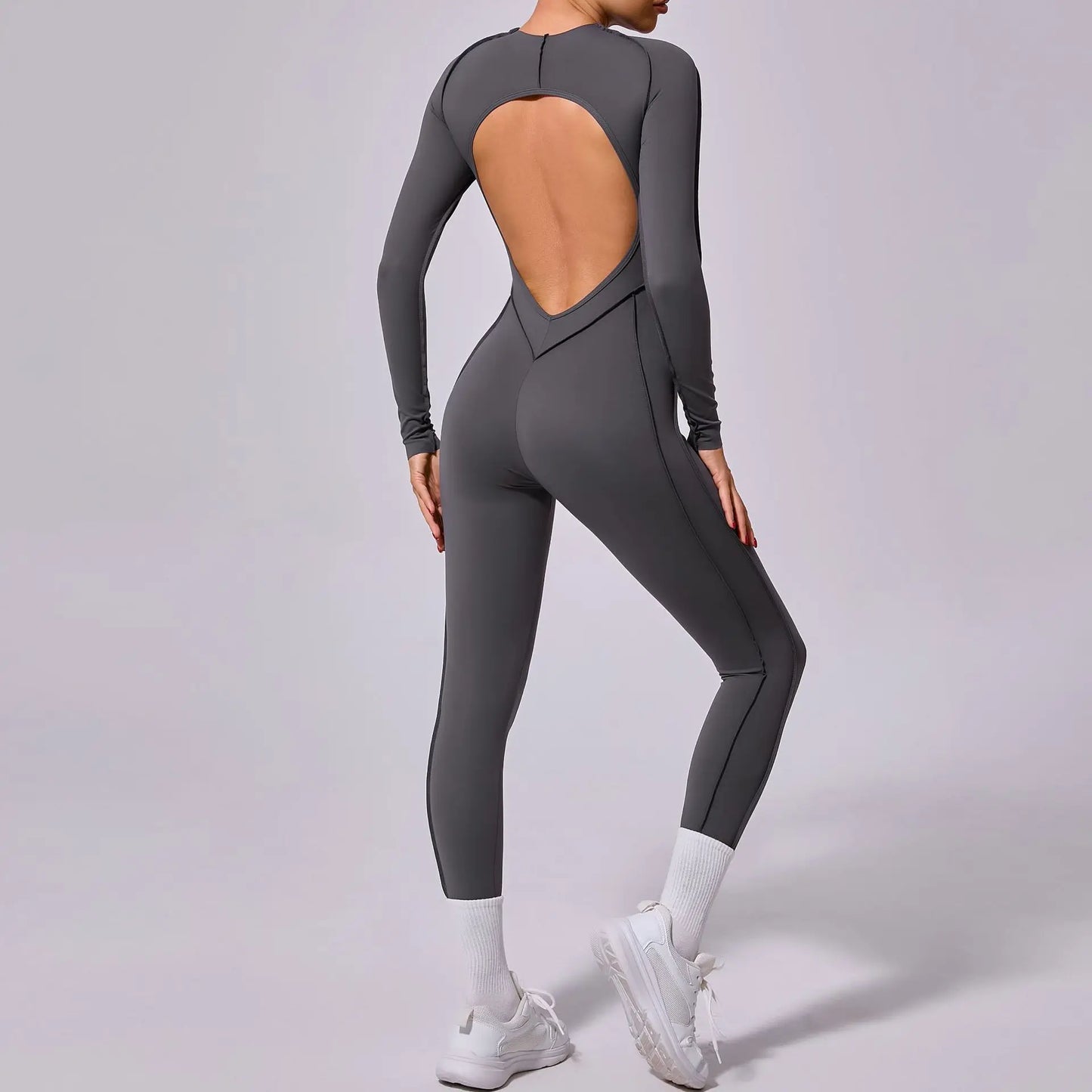 New Autumn/Winter Women's One-piece Yoga Jumpsuit leggings Long-sleeved Sexy Backless Slim Fit Sports Outfit