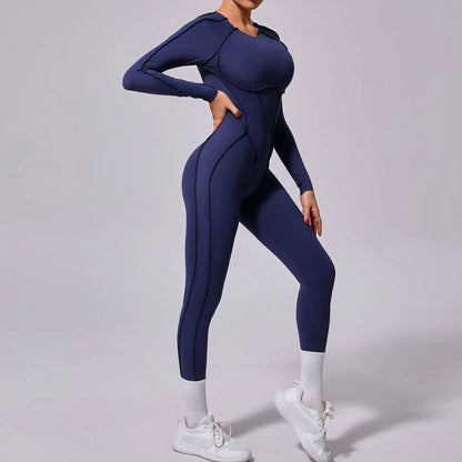 New Autumn/Winter Women's One-piece Yoga Jumpsuit leggings Long-sleeved Sexy Backless Slim Fit Sports Outfit