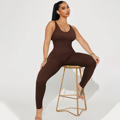 Bodycon Jumpsuit Women Full Seasons Casual Fitness Sporty Playsuit Sleeveless Slim Activewear All In One Jumpsuit Clothing Lady