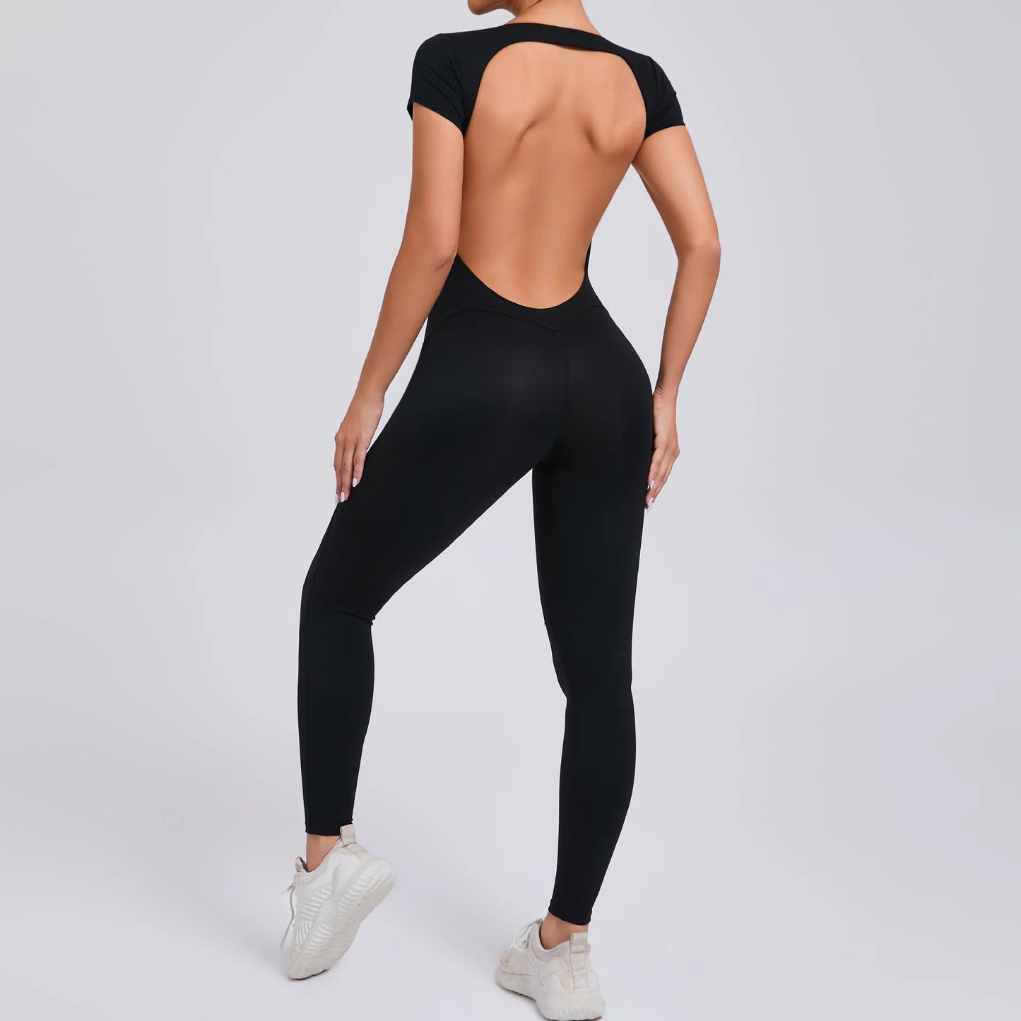 New Yoga Jumpsuit OPEN BACK TEE BODYSUIT Tight Fitting Hip Lifting Exercise Fitness Clothing Breathable Cycling Jersey