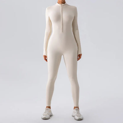 High Elastic Zipper Yoga Jumpsuit Women