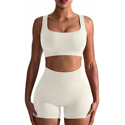 Women's Ribbed High Waist Shorts and Vest Set