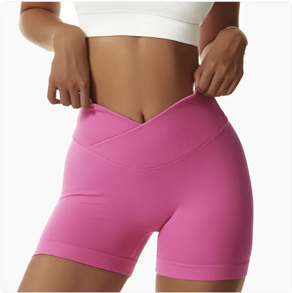 High-Waist Elastic Yoga Shorts with Peach-Lift Design