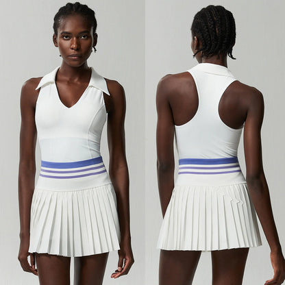 V-Collar High Waist Tennis Suit