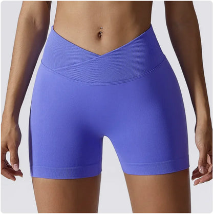 High-Waist Elastic Yoga Shorts with Peach-Lift Design