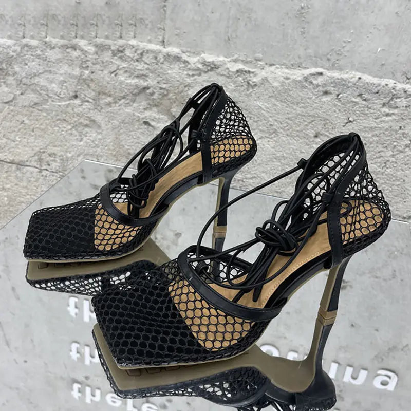 High Heel Lace Up Sandals